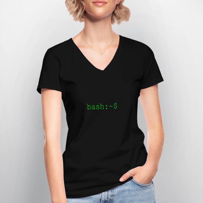 Linux bash shell console Frauen-T-Shirt mit V-Ausschnitt