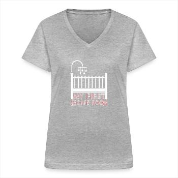 Ma première salle d'évasion - T-shirt col V Femme - gris chiné - Devant - Lela (165cm)