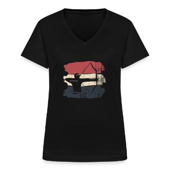 Tir à l'arc - T-shirt col V Femme - noir - Devant - Lela (165cm)
