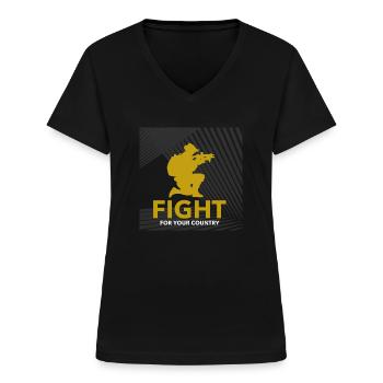 Fight For Your Country - Militär - Frauen-T-Shirt mit V-Ausschnitt - Schwarz - Vorne - Lela (165cm)