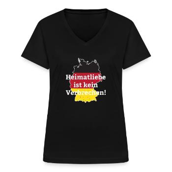 Heimatliebe Spruch Deutschland Heimat Geschenk - Frauen-T-Shirt mit V-Ausschnitt - Schwarz - Vorne - Lela (165cm)