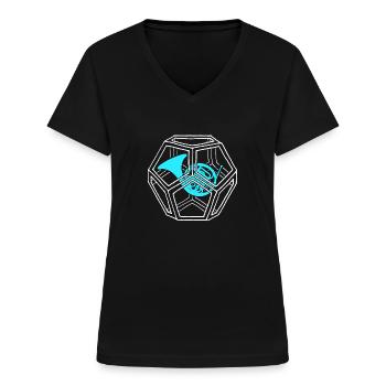 Waldhorn - Frauen-T-Shirt mit V-Ausschnitt - Schwarz - Vorne - Lela (165cm)