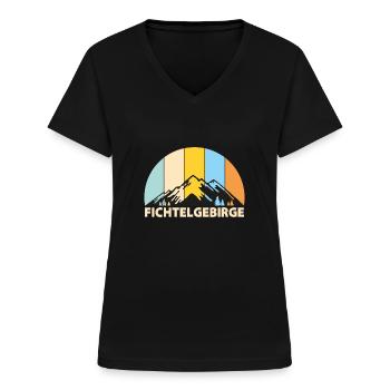 Fichtelgebirge Reise Abenteuer Wandern Geschenk - Frauen-T-Shirt mit V-Ausschnitt - Schwarz - Vorne - Lela (165cm)