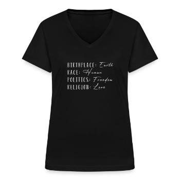 Statement gegen Rassismus | Gleichheit | Menschen - Frauen-T-Shirt mit V-Ausschnitt - Schwarz - Vorne - Lela (165cm)