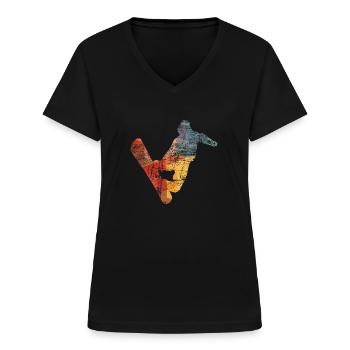 Snowboard Snowboarder - T-shirt col V Femme - noir - Devant - Lela (165cm)