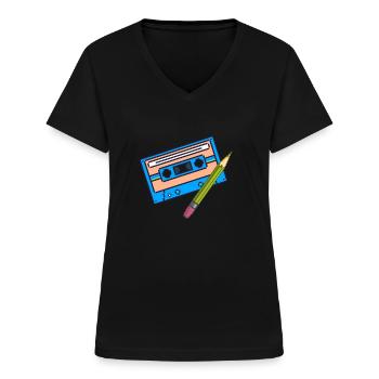 Old school - Frauen-T-Shirt mit V-Ausschnitt - Schwarz - Vorne - Lela (165cm)
