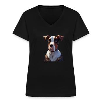 Appenzeller Sennenhund Hund - Frauen-T-Shirt mit V-Ausschnitt - Schwarz - Vorne - Lela (165cm)