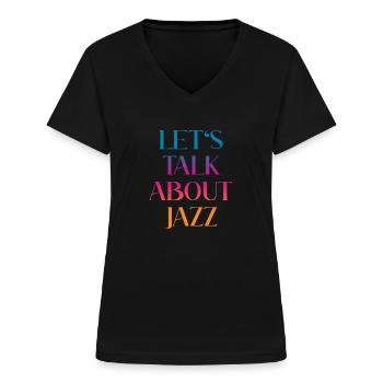Parlons du jazz - T-shirt col V Femme - noir - Devant - Lela (165cm)