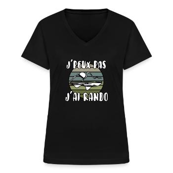 J’peux pas j’ai rando - T-shirt col V Femme - noir - Devant - Lela (165cm)