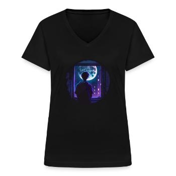 Moon Boy - Women's V-neck T-shirt - black - Front - Lela (165cm)