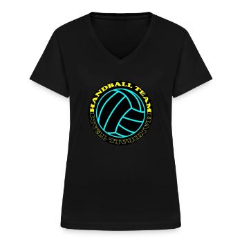 Équipe de handball 3 - T-shirt col V Femme - noir - Devant - Lela (165cm)