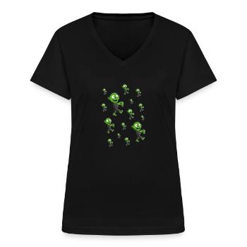 ZOMBIES - ZOMBIE - HALLOWEEN - Frauen-T-Shirt mit V-Ausschnitt - Schwarz - Vorne - Lela (165cm)