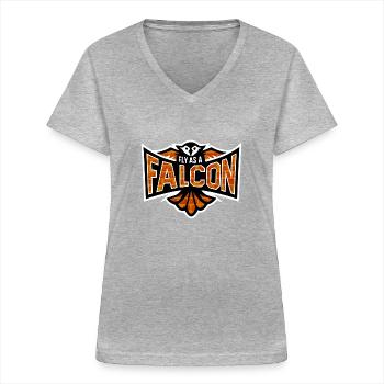 Fly As A Falcon - Red Brick - Women's V-neck T-shirt - sports grey - Front - Lela (165cm)