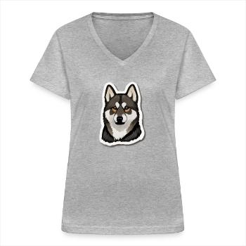 German Shepherd - Women's V-neck T-shirt - sports grey - Front - Lela (165cm)