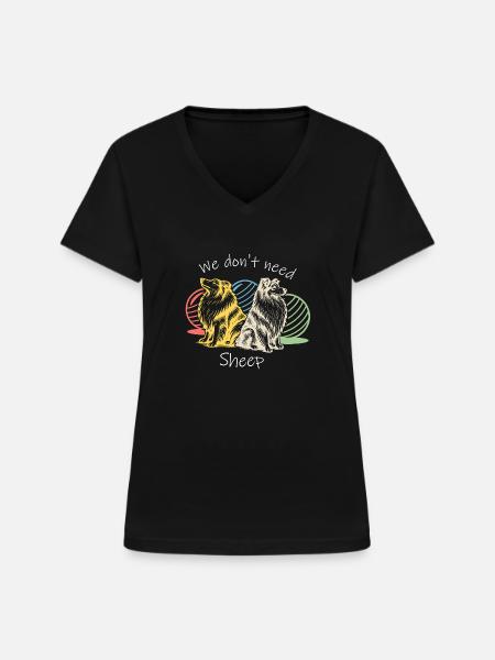 Treibball (bunt) mit Text - Frauen-T-Shirt mit V-Ausschnitt - Schwarz