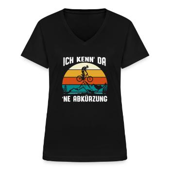 Ich kenn da ne Abkürzung - Frauen-T-Shirt mit V-Ausschnitt - Schwarz - Vorne - Lela (165cm)