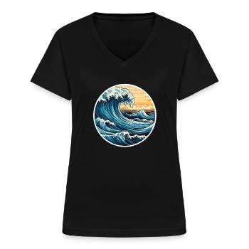 Surfer - T-shirt col V Femme - noir - Devant - Lela (165cm)
