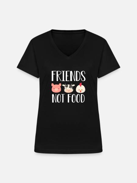 Vegan Tierschutz - Frauen-T-Shirt mit V-Ausschnitt - Schwarz
