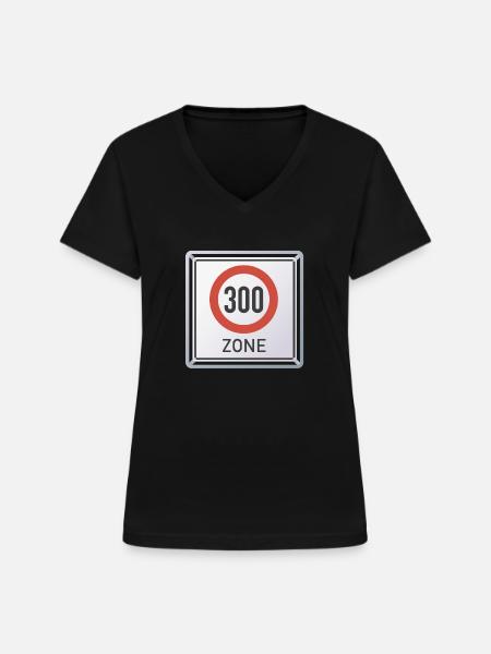 Tempo 300 Zone - Frauen-T-Shirt mit V-Ausschnitt - Schwarz