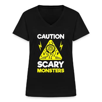 Monster Niedlich Bunt Bruder - Frauen-T-Shirt mit V-Ausschnitt - Schwarz - Vorne - Lela (165cm)