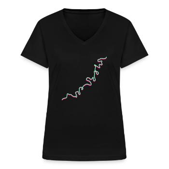 Contour de la Moselle 3D - T-shirt col V Femme - noir - Devant - Lela (165cm)