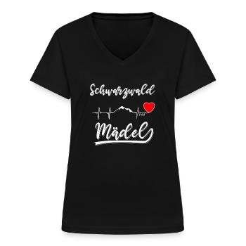 Schwarzwald Mädel ♥ - Frauen-T-Shirt mit V-Ausschnitt - Schwarz - Vorne - Lela (165cm)