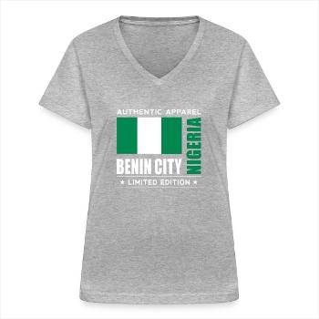 Benin City - Women's V-neck T-shirt - sports grey - Front - Lela (165cm)