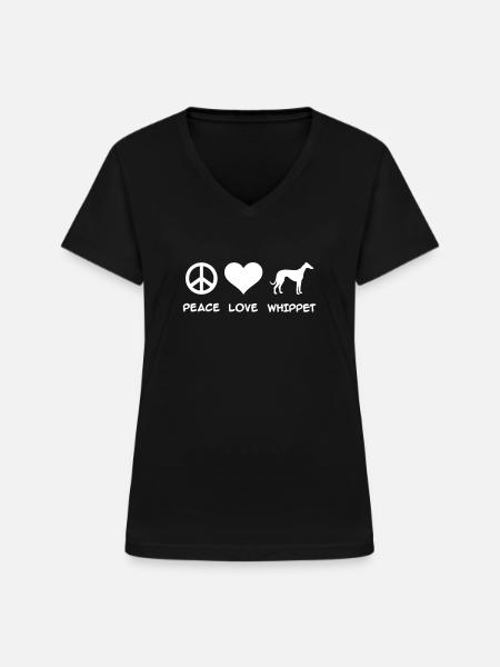Whippet - Frauen-T-Shirt mit V-Ausschnitt - Schwarz