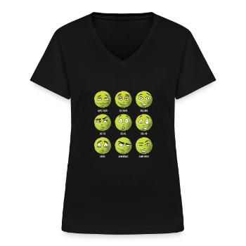 Funny tennis jersey for tennis players and fans - Women's V-neck T-shirt - black - Front - Lela (165cm)