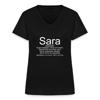 Name Definition Sara - Frauen-T-Shirt mit V-Ausschnitt - Schwarz - Vorne - Lela (165cm)
