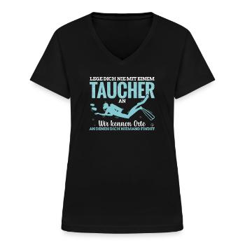Taucher tauchen Geschenkidee lustige Sprüche scuba - Frauen-T-Shirt mit V-Ausschnitt - Schwarz - Vorne - Lela (165cm)