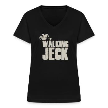 the walking jeck - Frauen-T-Shirt mit V-Ausschnitt - Schwarz - Vorne - Lela (165cm)