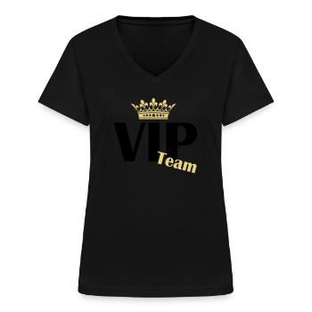 vip team - Frauen-T-Shirt mit V-Ausschnitt - Schwarz - Vorne - Lela (165cm)