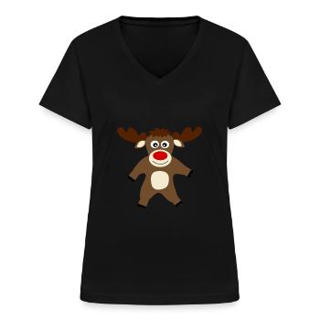 Rentier Elche Geschenkideen Weihnachten - Frauen-T-Shirt mit V-Ausschnitt - Schwarz - Vorne - Lela (165cm)