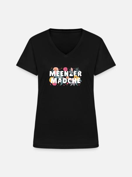 Mainz Meenzer Mädche - Frauen-T-Shirt mit V-Ausschnitt - Schwarz