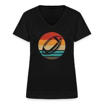 Football Retro Style Vintage - Frauen-T-Shirt mit V-Ausschnitt - Schwarz - Vorne - Lela (165cm)