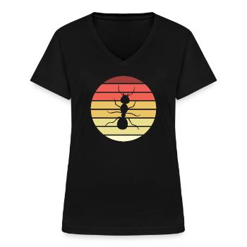 Ant Retro Style Vintage - Women's V-neck T-shirt - black - Front - Lela (165cm)