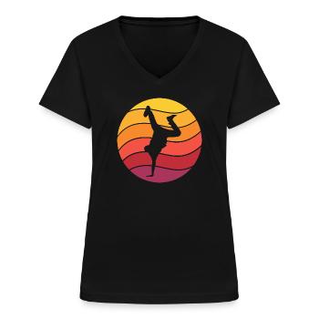 Breakdance Retro Style Vintage - Women's V-neck T-shirt - black - Front - Lela (165cm)