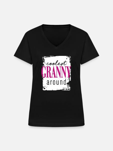 Coolest Granny - Frauen-T-Shirt mit V-Ausschnitt - Schwarz