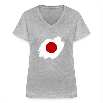 Japan Flag Used Look Nihon Japanese Flag - Women's V-neck T-shirt - sports grey - Front - Lela (165cm)