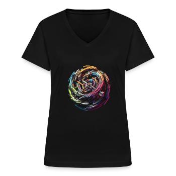 Labyrinthe de voxel à l’infini - T-shirt col V Femme - noir - Devant - Lela (165cm)