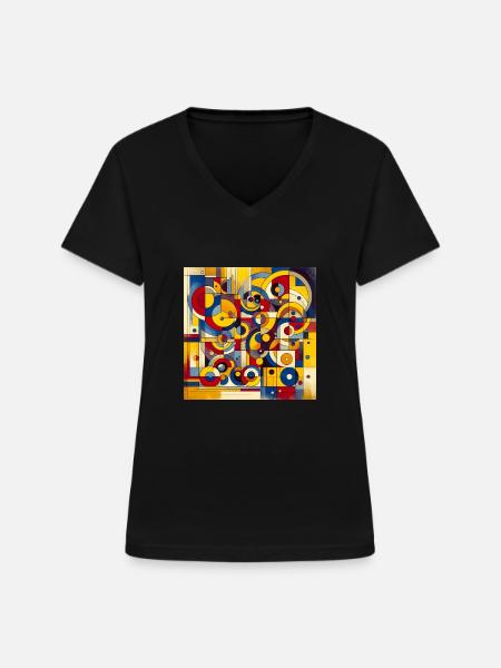 Abstrakte Kunst - Frauen-T-Shirt mit V-Ausschnitt - Schwarz