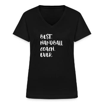 Handballtrainerin Handball Trainerin Geschenkidee - Frauen-T-Shirt mit V-Ausschnitt - Schwarz - Vorne - Lela (165cm)