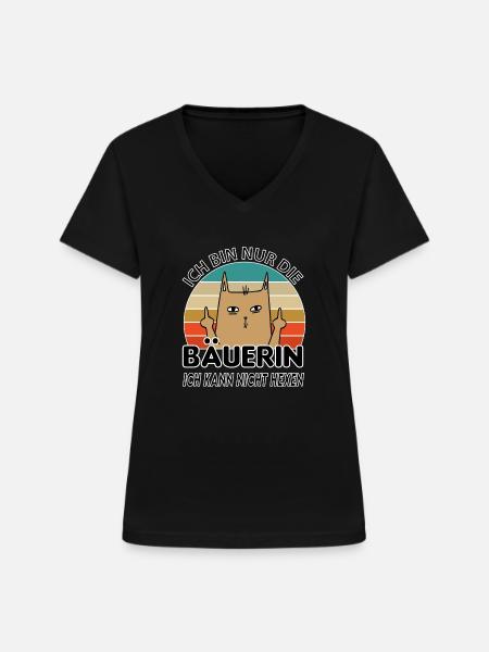 Bäuerin - Frauen-T-Shirt mit V-Ausschnitt - Schwarz