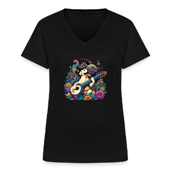 Labrador String Magic - Women's V-neck T-shirt - black - Front - Lela (165cm)