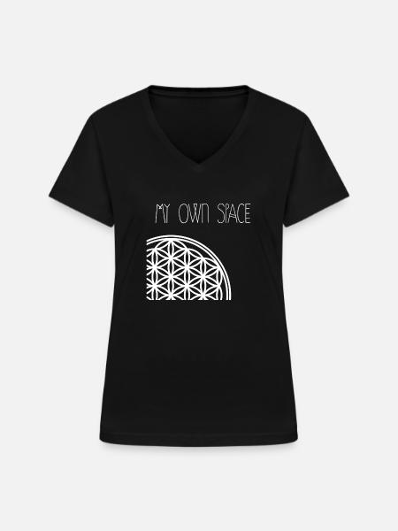 Space 19 - Frauen-T-Shirt mit V-Ausschnitt - Schwarz