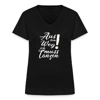 Linedance Geschenk und geschenkidee - Frauen-T-Shirt mit V-Ausschnitt - Schwarz - Vorne - Lela (165cm)