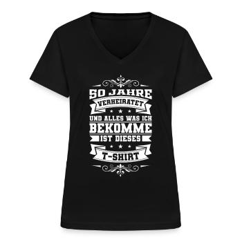 Lustiges Goldene Hochzeit Sprüche Geschenk - Frauen-T-Shirt mit V-Ausschnitt - Schwarz - Vorne - Lela (165cm)
