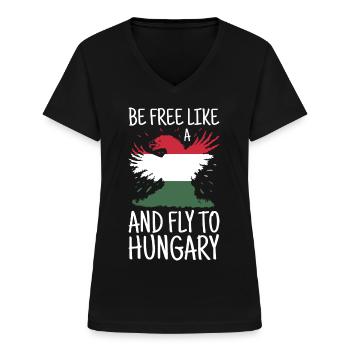 Ungarn Flagge Ungarische Fahne Balaton Hungary - Frauen-T-Shirt mit V-Ausschnitt - Schwarz - Vorne - Lela (165cm)
