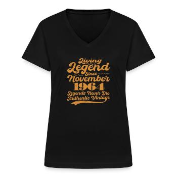 Es war einmal eine Legende. November 1964 Geburts - Frauen-T-Shirt mit V-Ausschnitt - Schwarz - Vorne - Lela (165cm)